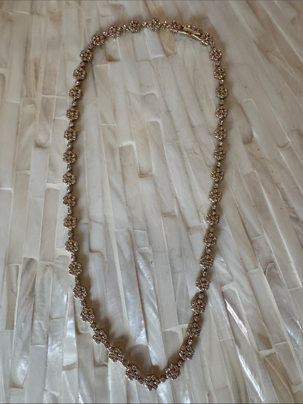 Gold Floral Link Necklace for Women - Polished Flower Chain